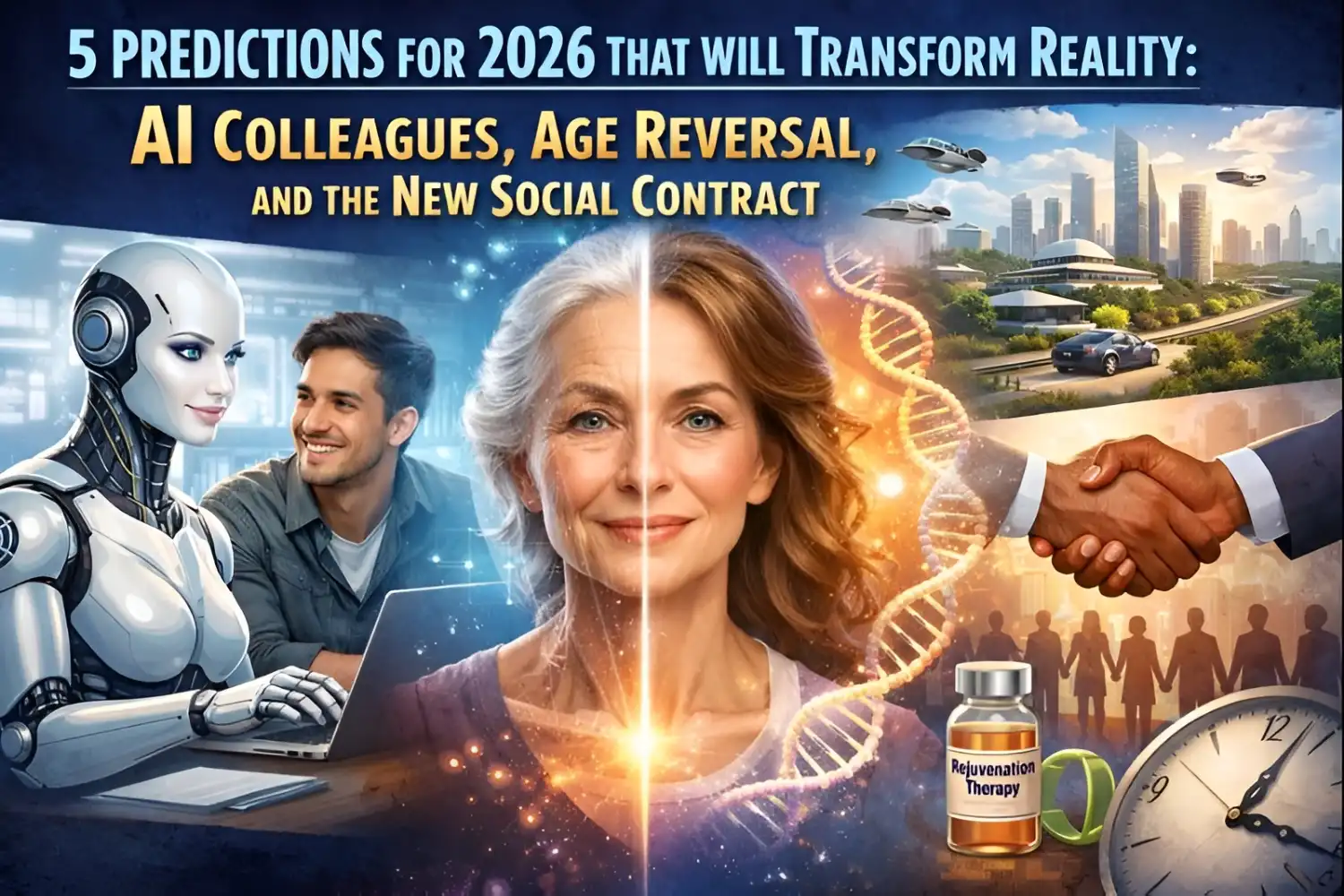 5 Predictions for 2026 That Will Transform Reality: AI Colleagues, Age Reversal, and the New Social Contract