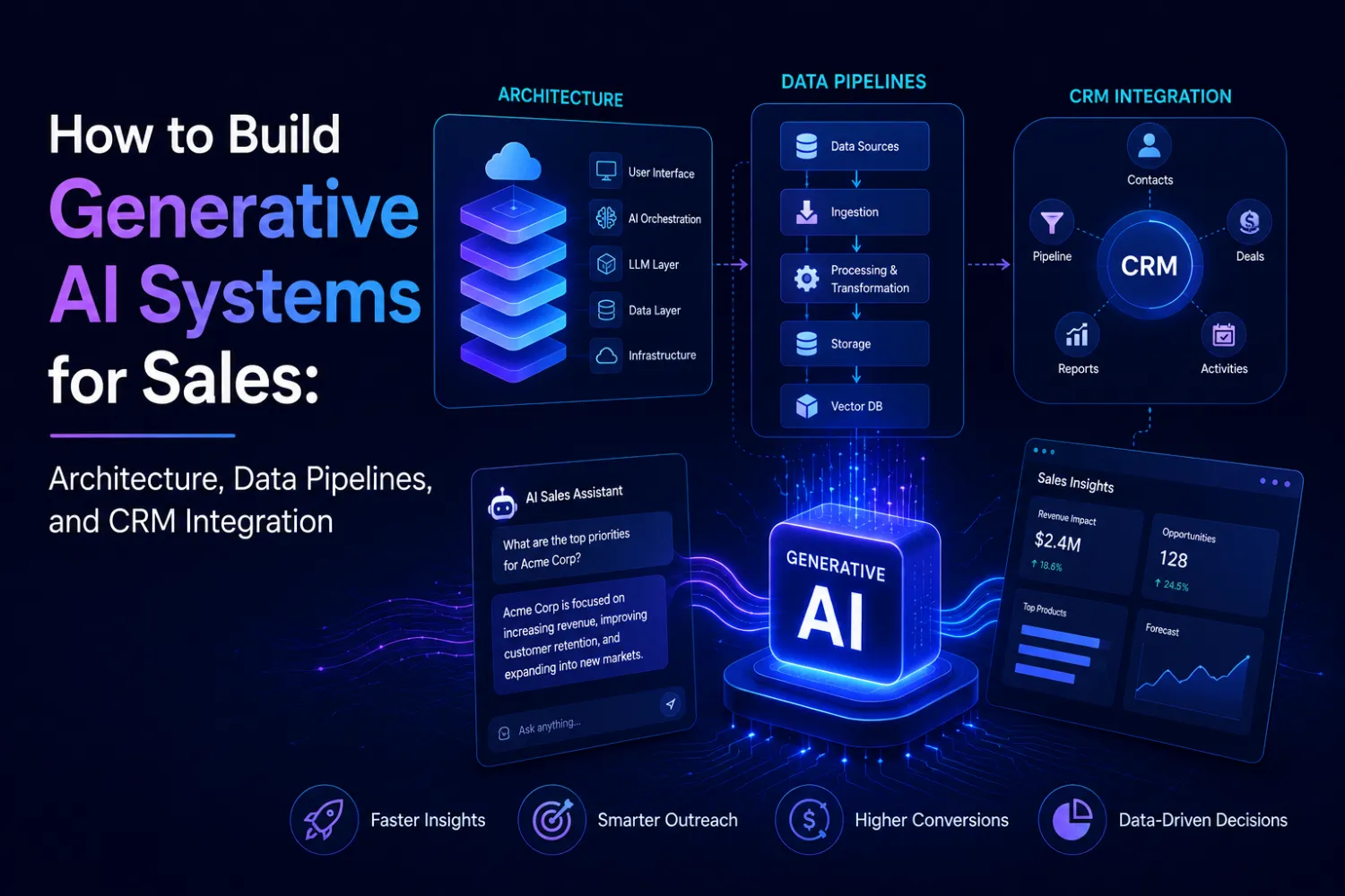 How to Build Generative AI Systems for Sales: Architecture, Data Pipelines, and CRM Integration