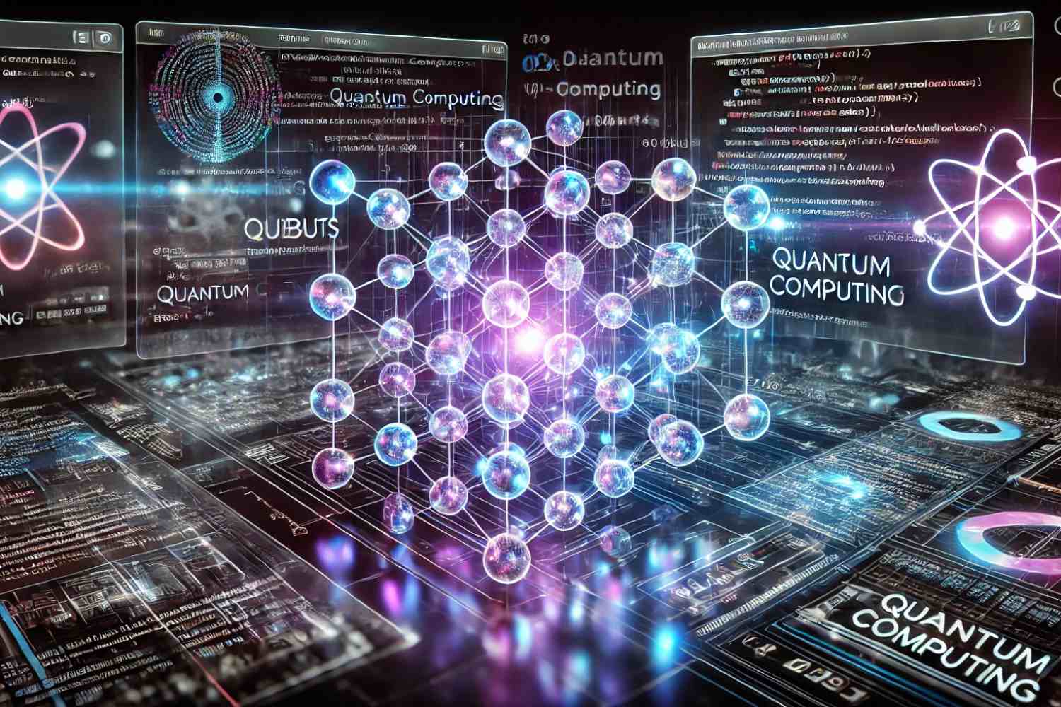 Quantum computing concept with futuristic software development