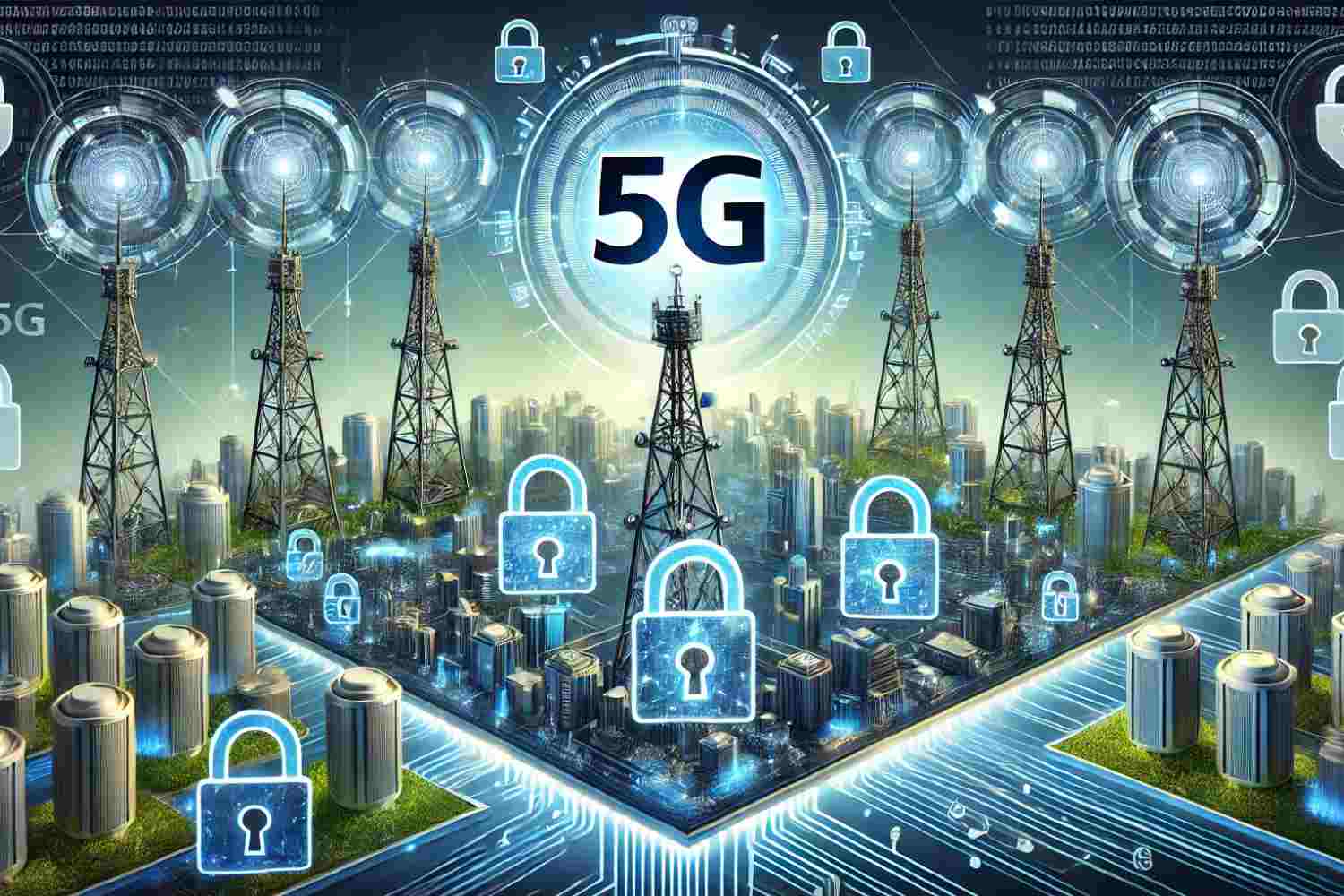 Illustration of 5G technology with a focus on cybersecurity implications