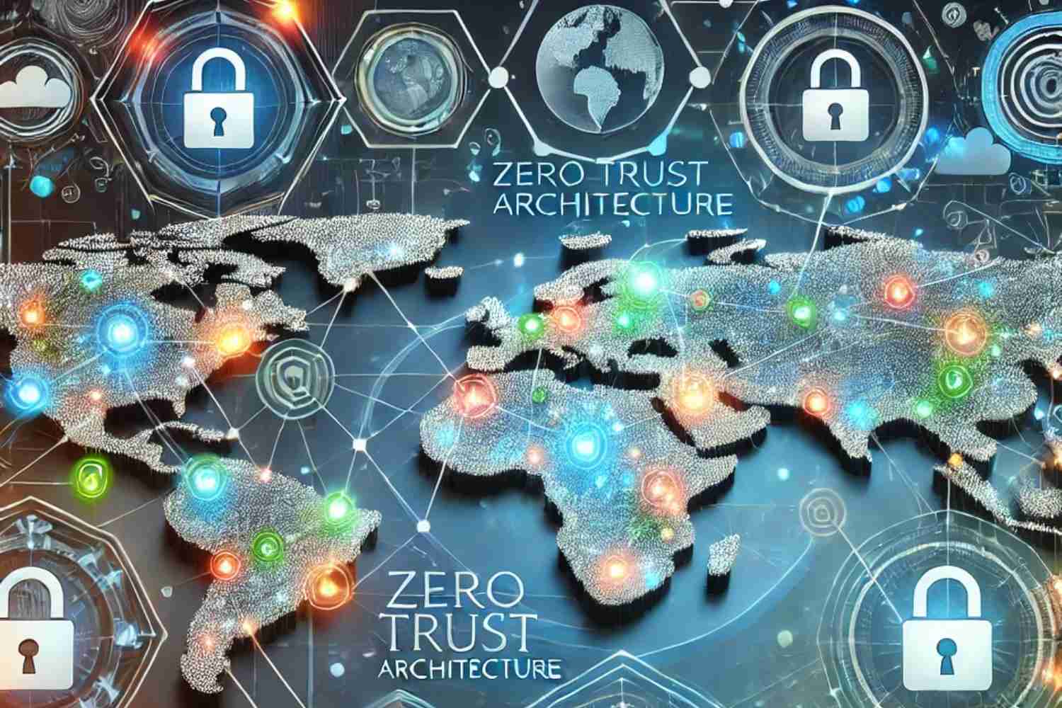 Zero Trust Architecture concept with secure digital connections